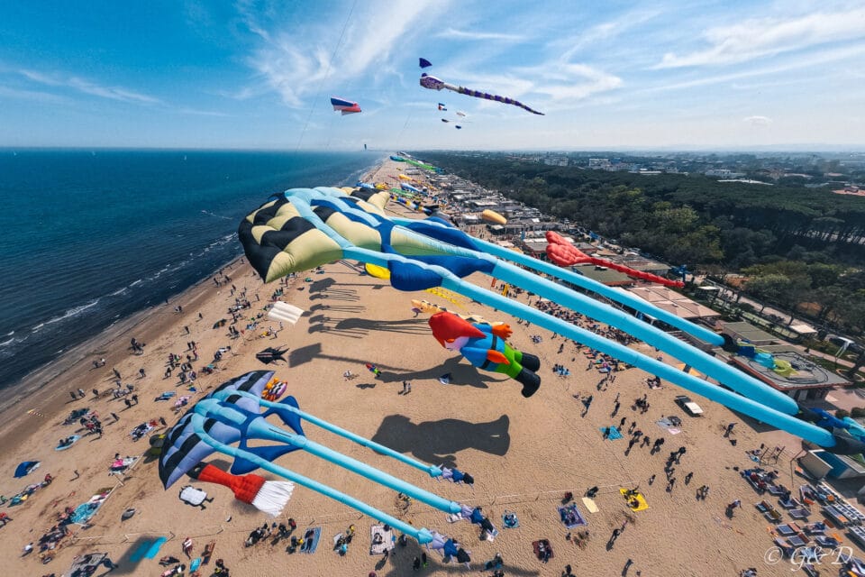 an aerial view of a kite festival