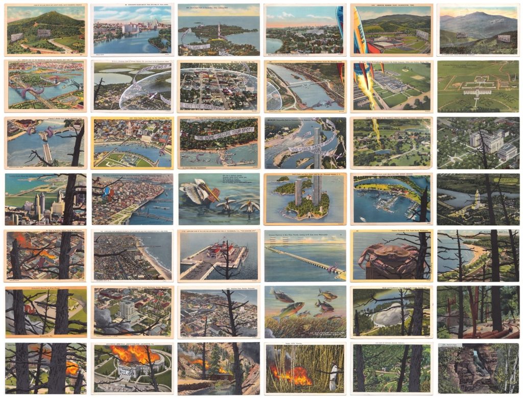Vintage Postcard Paintings by David Opdyke Demonstrate an Ecological Future in Peril