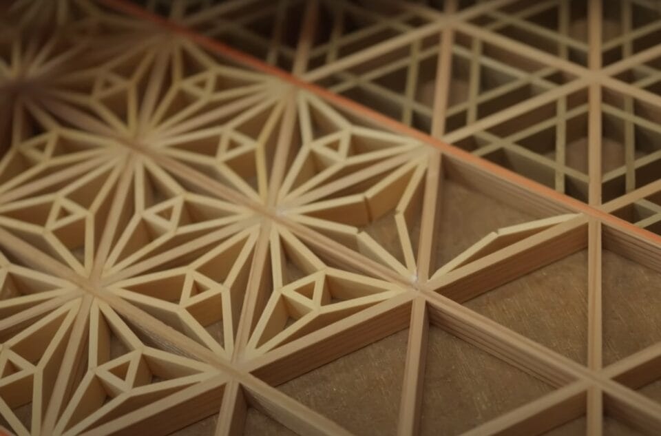 an in progress wooden motif