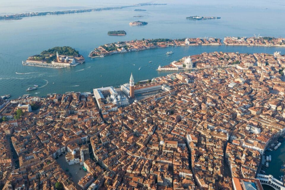 an aerial photograph of Venice